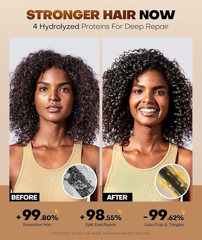 Collagen Hair Mask for Deep Conditioning, Keratin Hair Treatment with 4 Hydrolyzed Proteins, Moroccan & Avocado Oils Conditioner for Nourish, Calendula Gentian Extracts Care Dry & Damaged Hair 16.9 OZ