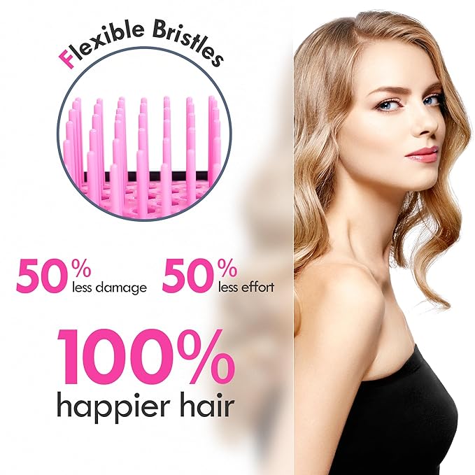 4 Pack Vented Detangling Hair Brush - Detangler Hairbrush with Soft Bristles for Effortless Tangle Free - Ideal for Wet Dry or Curly Damaged Hair for Women Men Kids
