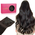 WENNALIFE Clip in Hair Extensions Real Human Hair, 24 Inch 160g 7pcs Dark Brown Remy Hair Straight Natural Extensiones De Cabello Humano Con Clip Ins
