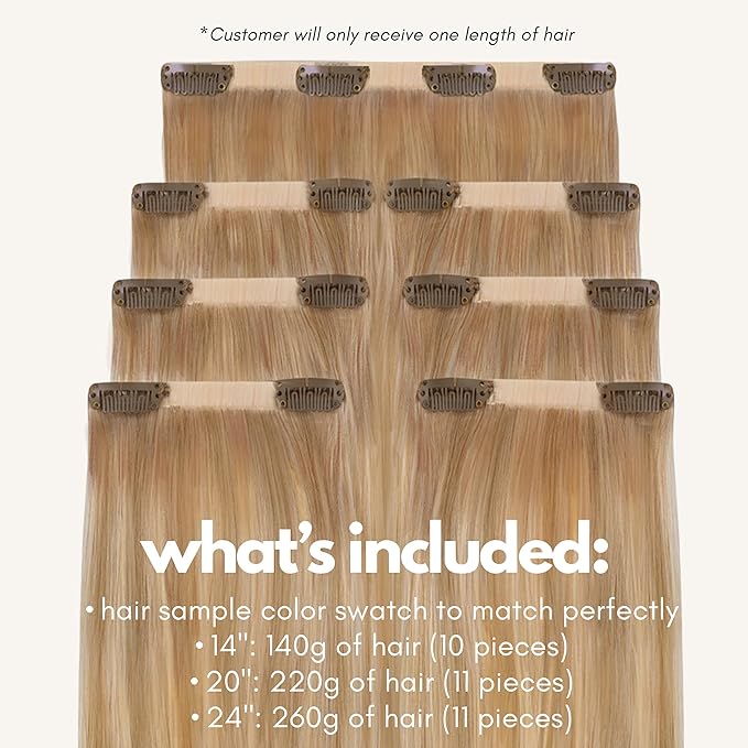Irresistible Me Real Human Hair Extensions Clip Ins – 100% Human Hair Clip In Extensions for Length & Volume – Invisible Extension – Heat Resistant & Dyeable – Blonde Balayage, 20 Inches