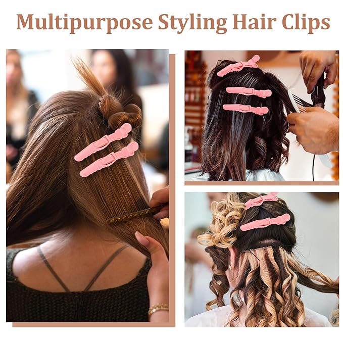 30 Pack Pink Alligator Hair Clips for Styling Sectioning Large Salon Pro Hair Clips for Barber Hair Coloring, Cutting, Sectioning Big Gator Clips Hair Styling Accessories for Women Men