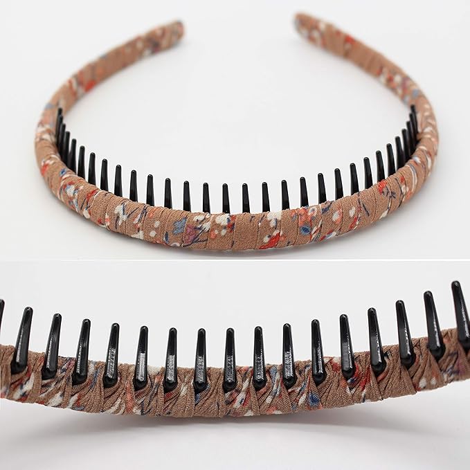 Fashion floral teeth Headbands comb Hair Accessories Non-slip Hair bands Soft Comfy Hair Hoop for Women/Girl(4 color)
