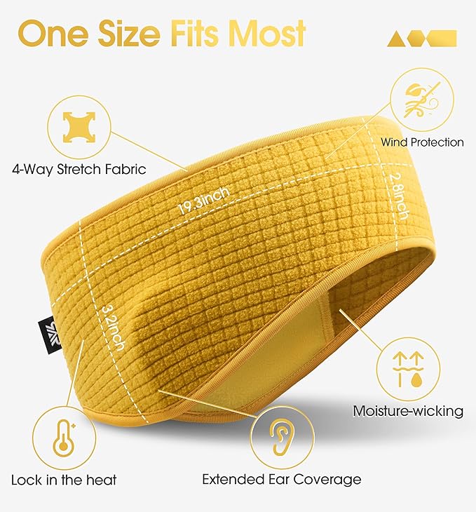 SUNMECI Lightweight Soft Fleece Headband - Breathable Ear Muffs for Men Women in Winter Running Cycling Ski Comfortable Warm for Clod Weather Sports