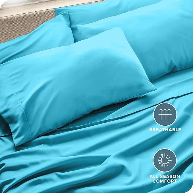 Bare Home Microfiber King Pillowcase Set of 4 - Aqua, 20x40