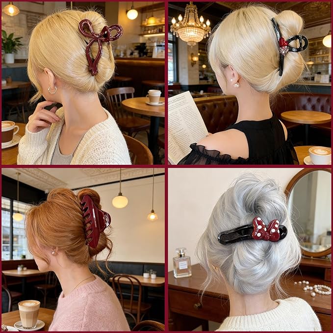 10 piece women's hair clip set, featuring anti slip hair claws for girls and various styles of women's hair accessories, making it the best gift for both girls and women(burgundy)