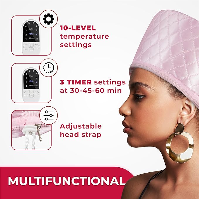 Thermal Steamer Cap for Great Deep Conditioning With 10-level Heat for Natural Black Hair