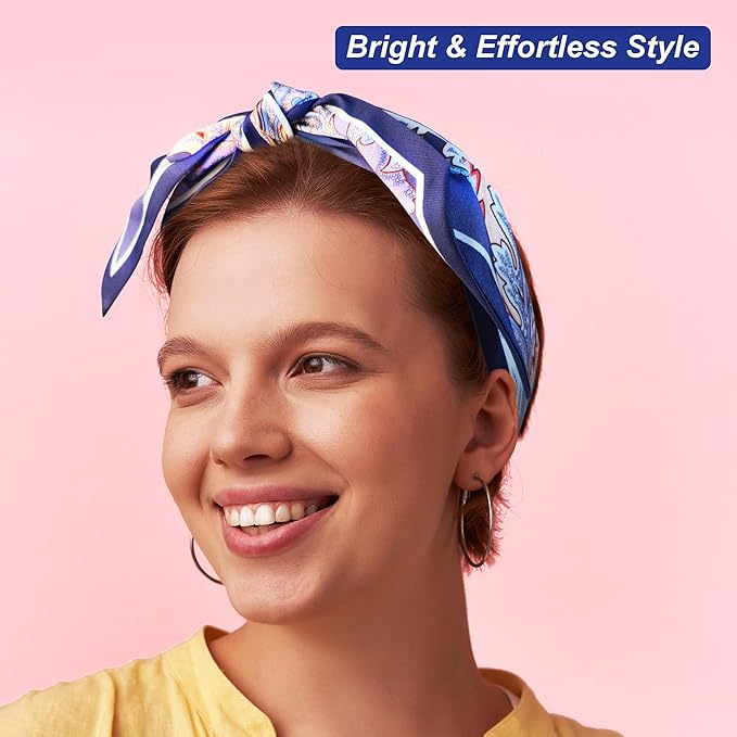 Skinny Scarf 3 Pack for Women – Bag Scarf, Silk Hair Scarves (Original Prints, Premium Twill, 3 Designs)
