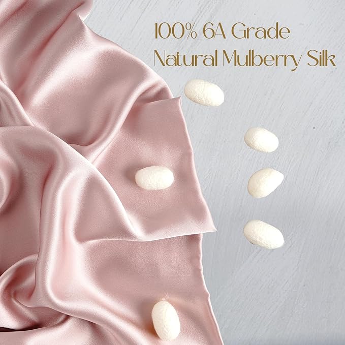ZIMASILK 100% Pure Mulberry Silk Pillow Cases for Hair and Skin Health,Soft and Breathable,Both Sides Premium Grade 6A Silk, with Hidden Zipper,1pc (King 20"x36", Pale Pink)