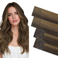 GOO GOO Invisi Edge Tape in Hair Extensions Human Hair, 2C/4E/6C Brown Sugar Swirl Highlights 10pcs injected with 10pcs classical tape ins, 18inch 50g, Virgin Remy Hair, Natural Look
