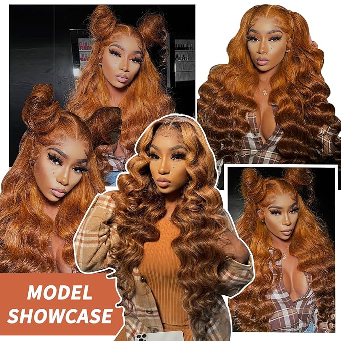 13x4 Synthetic Lace Front Wigs Pre Plucked 26 Inch Long Wavy Ginger Wigs For Black Women 100% Futura Premium HD Lace Wig Ready to Wear Beginner Friendly Daily Party Use