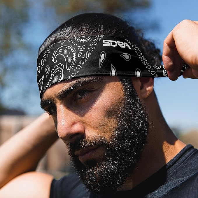 Suddora Paisley Print Bandana Headband, Multi-sport Boho Style Bandana, Non-slip Fabric, Unisex Head Accessory for Bikers