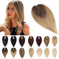 SEGO Human Hair Toppers for Women With Thinning Hair, 7 * 13CM Silk Base 100% Real Human Hair Clip in Top Wiglet Hairpieces -12 Inch No Bangs Medium Brown to Dark Blonde