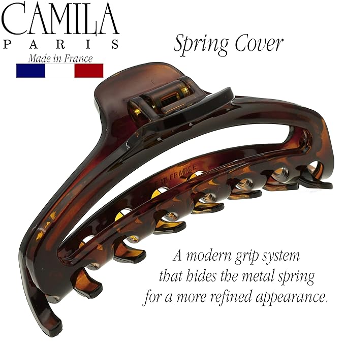 Camila Paris CP2370 French Hair Clip for Women, Medium Narrow, Open, Girls Hair Claw Clips Jaw Fashion Durable and Styling Hair Accessories for Women, Strong Hold No Slip Grip, Made in France