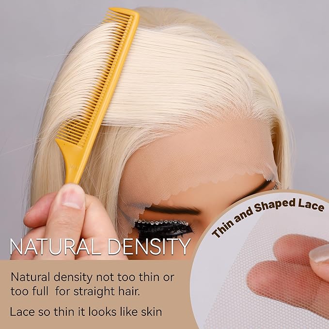 BLL Blonde Wig, Synthetic Lace Front Wigs Pre-Plucked 13x4 HD Glueless Straight 26inch Ready to Wear Pre-toned 613 Blonde Wigs Beginner Friendly Suitable For Daily Party Wear.