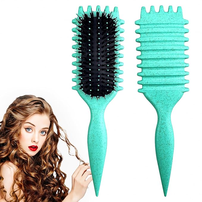 Candy Brush,Curly Hair Brush,Curl Defining Brush,2025 Boar Bristle Hair Brush for Combing and Shaping,Reduce Pulling and Curl Separation For Defined Curls(green)
