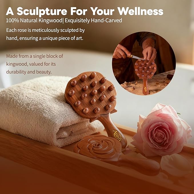 Wooden Scalp Massager Tool set, Christmas Gifts for Mon, Head Massager Brush for Hair Growth, Curl Detangler Brush, Travel Wet Hair Brush, Body Gua sha tool for Lymphatic Drainage Stress Relief