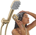 Delta VersaCurl Detangling Handheld Shower Head Tool for Curly Hair with 3 Curl Defining Brush Inserts Included, Detangler Brush Hand Shower with Hose, Champagne Bronze 74B430CZ