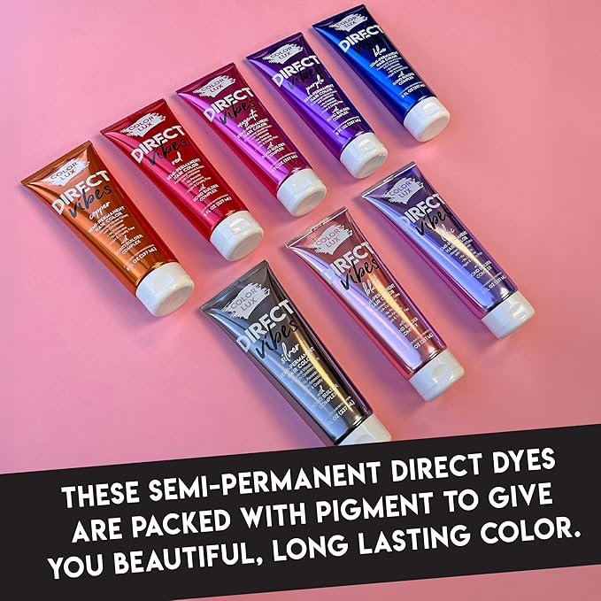 Color Lux Direct Vibes Semi-Permanent Hair Color, Magenta, Vibrant & Long-Lasting Shade, Ammonia-Free, Vegan, Sulfate-Free, Paraben-Free, 8 fl oz