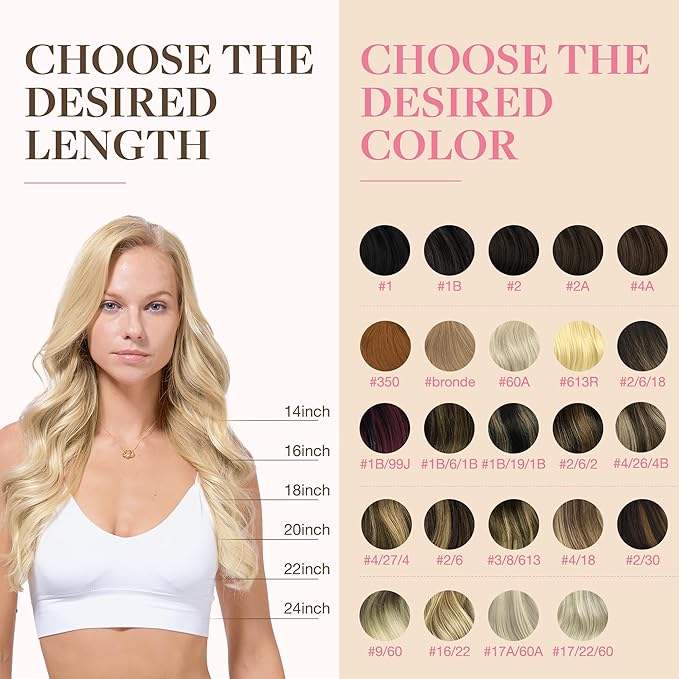GOO GOO Tape in Hair Extensions Human Hair, 18ET90A Natural Blonde Balayage, 14inch 50g 20pcs, Skin Weft Seamless Invisible, Silky Straight with Thick Ends, Remy Human Hair