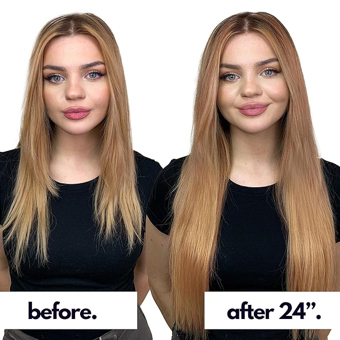 Irresistible Me Real Human Hair Extensions Clip Ins – 100% Human Hair Clip In Extensions for Length & Volume – Invisible Extension – Heat Resistant & Dyeable – Strawberry Blonde, 24 Inches