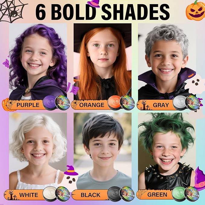 Black Hair Wax, Temporary Hair Color for Kids, Nourishing & Washable Hair Paint Wax for Women and Men 2.12 Oz.