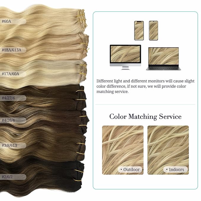 DOORES Hair Extensions Real Human Hair, Ash Brown to Platinum Blonde 150g 9pcs 18 Inch, Clip in Extensions Human Hair Natural Remy Clip in Hair Extensions Silky Straight Thick Human Hair Extensions