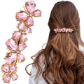 Joez Wonderful Rhinestone Hair Clips, Bridal Hair Accessories for Women, Sparkly Crystal Hair Pins, Fancy Hair Barrettes for Wedding, Bride, Long Hair (Pink Butterfly, 1 Pcs)