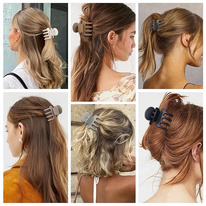 6 Pcs Hair Clips Small Claw Clips for Thin Hair Medium Matte Non-slip Hair Accessories for Women and Girls (Regular)