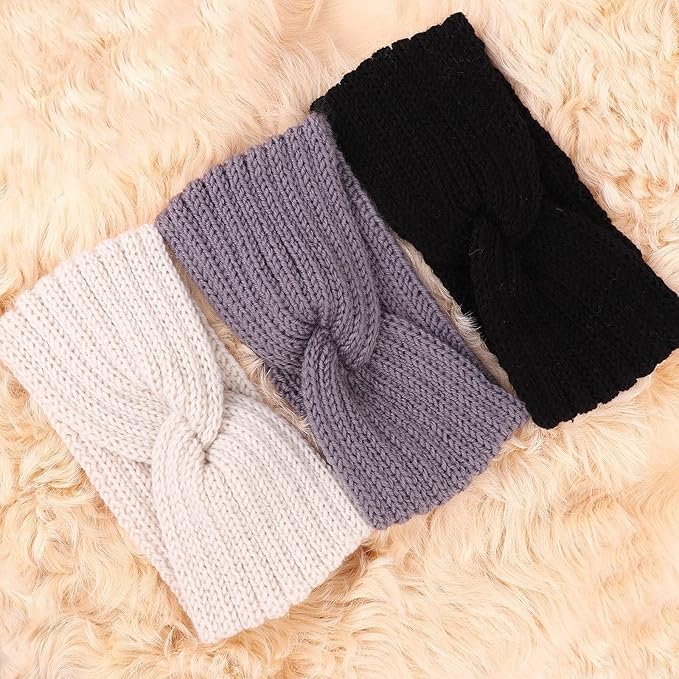 DRESHOW Knit Crochet Headband for Women Ear Warmer Soft Turban Stretch Warmer Headbands Winter Fashion Head Wrap