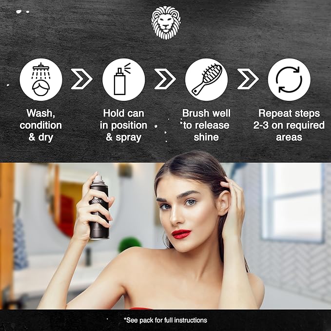 Mane Hair Thickening Spray & Root Touch Up, Instantly Thicker Hair for Men & Women, Fill in Hairlines and Hide Thinning and Fine Patches - Ash Blond, 12 Colors (6.76 oz)
