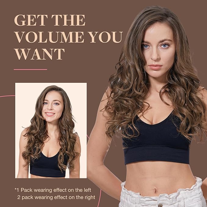 GOO GOO Clip in Hair Extensions Real Human Hair, Remy Human Hair Extensions Clip ins for Women, Natural Human Hair, 16inch 160g 7Pcs, #4A Chocolate Brown
