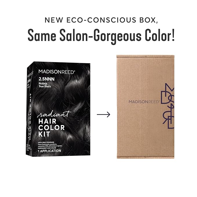 Madison Reed Radiant Hair Color Kit - 2.5NNN Soft Black (Parma Black), 100% Gray Hair Coverage Permanent Hair Dye for Resistant Grays | PPD-Free & Ammonia-Free, 1 Pack