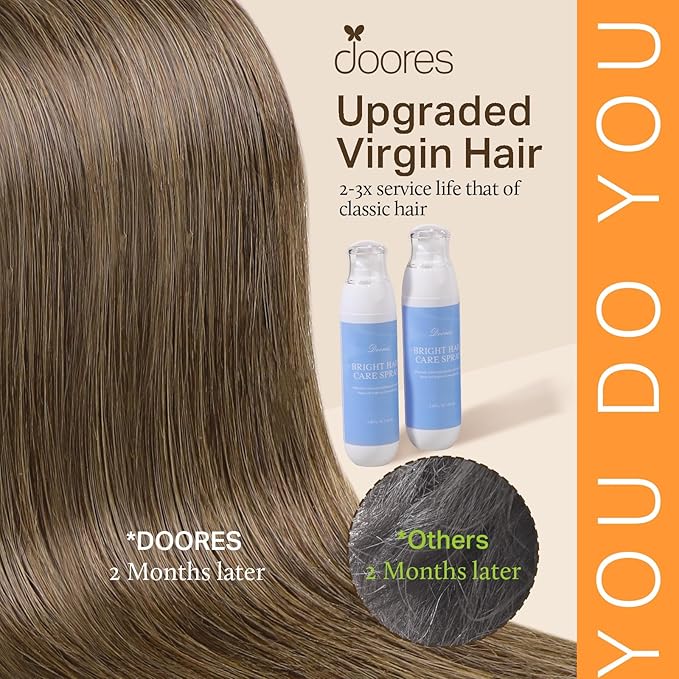 DOORES Human Hair Extensions Clip in, Light Ash Brown 150g 9pcs 16 Inch, Clip ins Remy Hair Extensions Real Human Hair Clip in Hair Extensions Human Hair Natural Straight Thick Hair