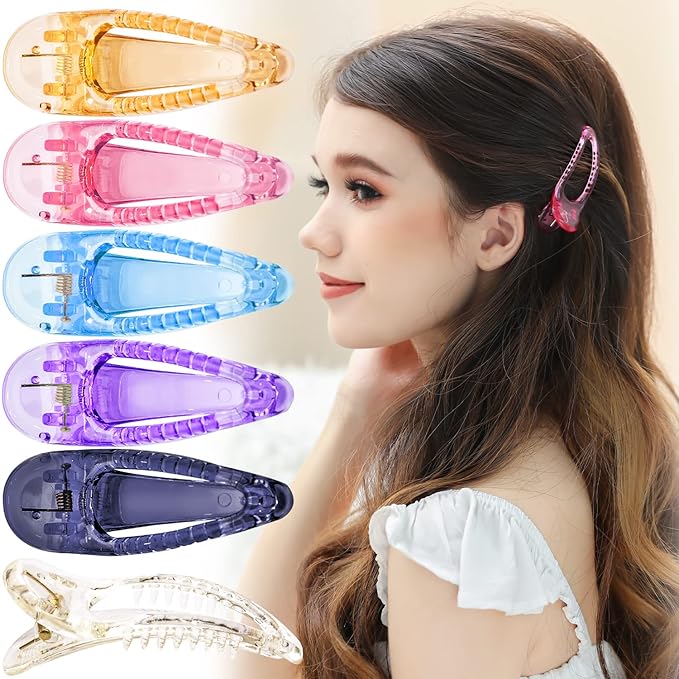 RC ROCHE 6 Pcs Small Flat Flip Hair Claw Clips for Women Alligator Duckbill Thick Hair Styling Barrette Strong Side Slide Jaw Plastic No Slip, Small Transparent Multicolor