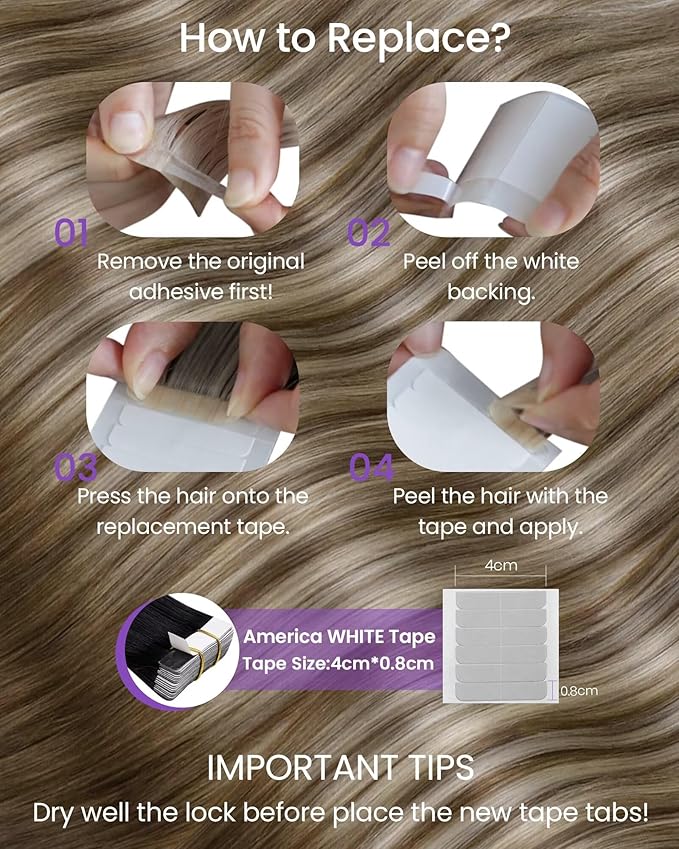 LaaVoo Tape in Hair Extensions Human Hair Highlights Tape ins Human Hair Extensions Platinum Blonde Highlights with Ash Brown Hair Extensions Tape in 24 Inch 20pcs 50g