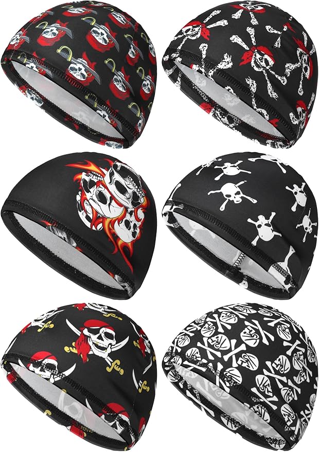SATINIOR 6 Pcs Cooling Skull Cap Helmet Liner Sweat Wicking Cap Hard Hat Liner Bandana for Men Women Sports Cycling Running