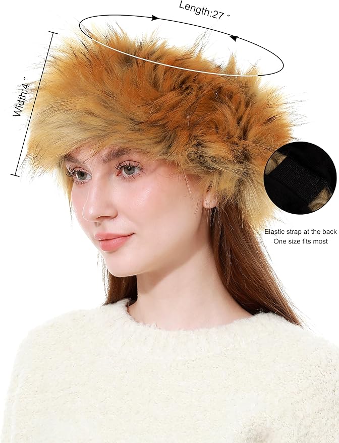 Faux Fur Headband for Women Winter Earwarmer Earmuff with Elastic