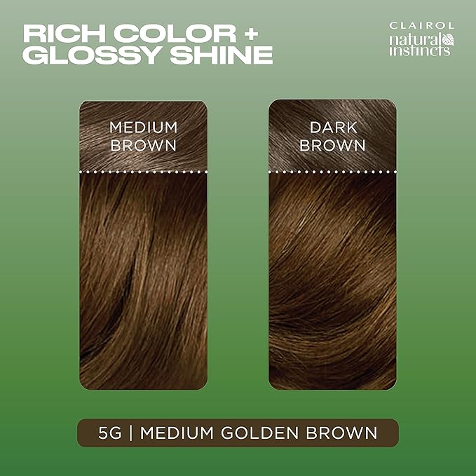 Clairol Natural Instincts Demi-Permanent Hair Dye, 5G Medium Golden Brown Hair Color, Pack of 1