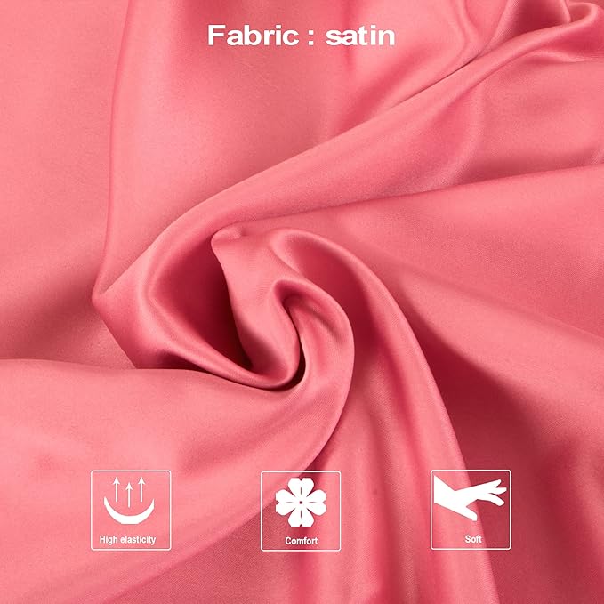 NTBAY Zippered Satin Body Pillow Pillowcase, Silky Slip Cooling Body Pillow Cover, Long Side Hidden Zipper, 20x54 Inches, Coral Pink
