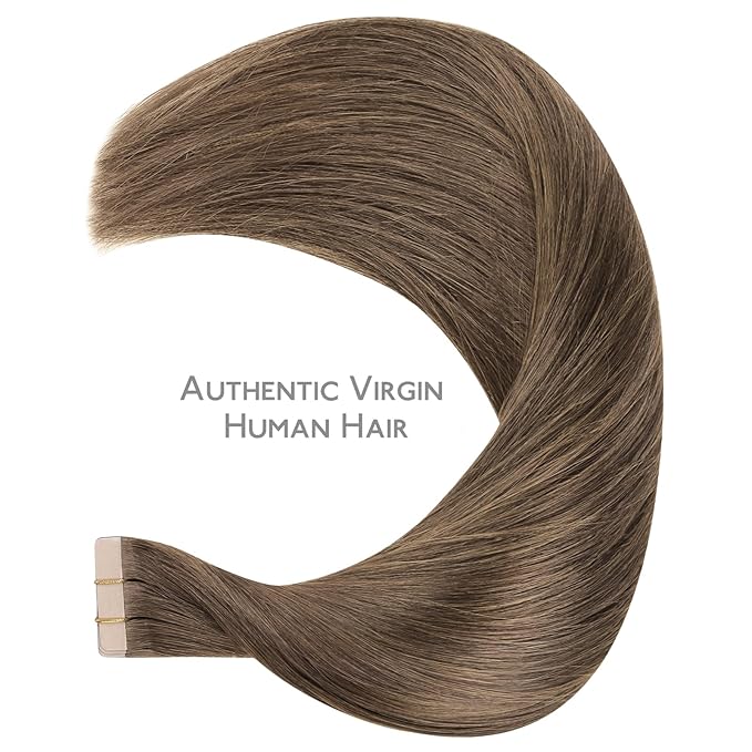 WENNALIFE Tape in Hair Extensions Human Hair Light Ash Brown 10pcs 30g 22 inch Remy Invisible Tape Ins Straight Colored Soft Real Human Hair Tape in Extensions Refill Set