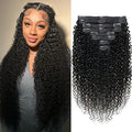 3c 4a Kinky Curly Clip in Hair Extensions Real Human Hair For Women 26 Inch Curly Clip ins Natural Color Clip in Hair Extensions 120g/pack
