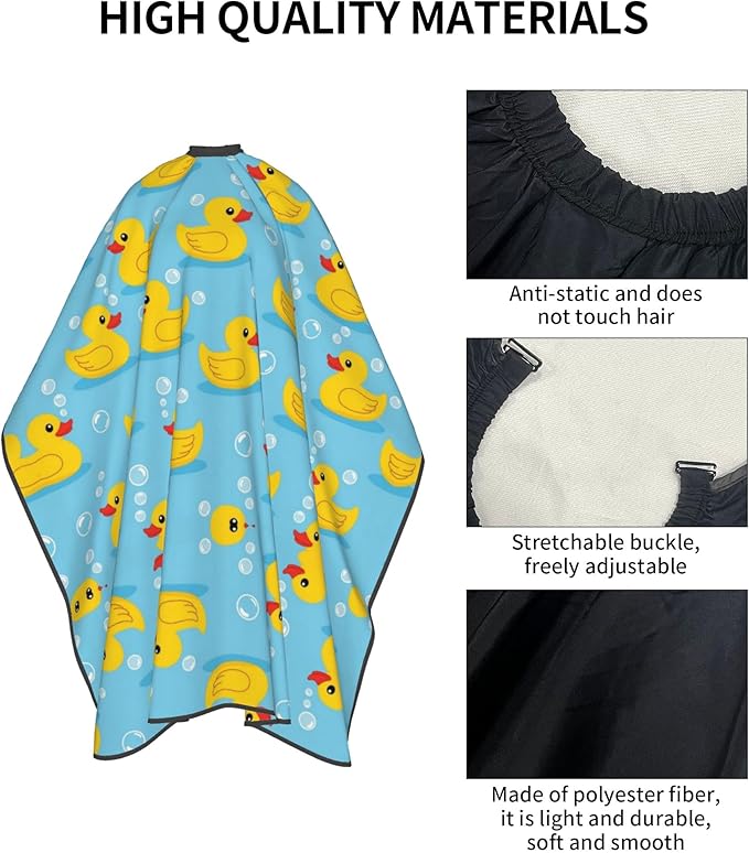 Extra Large Hair Styling Cape, Haircut Apron Yellow Rubber Ducks Soap Bubbles Blue Haircuting Salon Cape Gown for Hair Cutting Styling