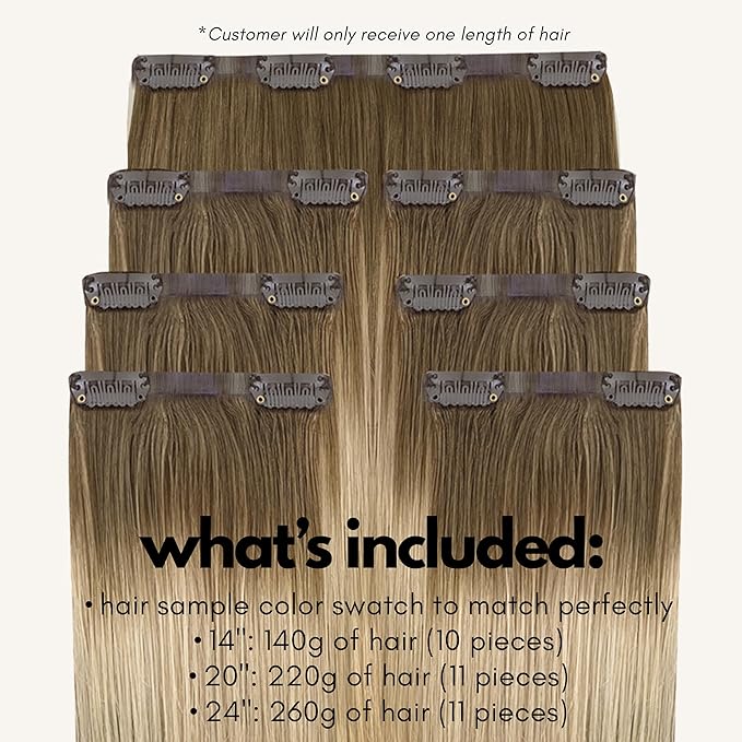 Irresistible Me Real Human Hair Extensions Clip Ins – 100% Human Hair Clip In Extensions for Length & Volume – Invisible Extension – Heat Resistant & Dyeable – Rooted Blonde, 20 Inches