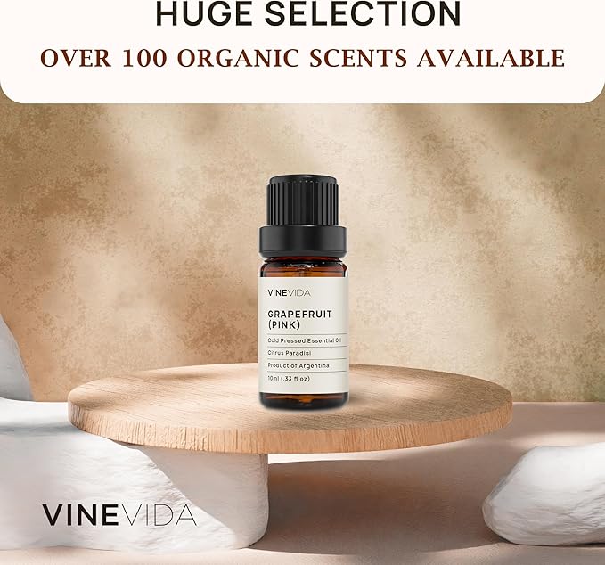 VINEVIDA Pink Grapefruit Essential Oil 10 mL - Undiluted Candle Oil Scent for DIY Candlemaking and Soap Making