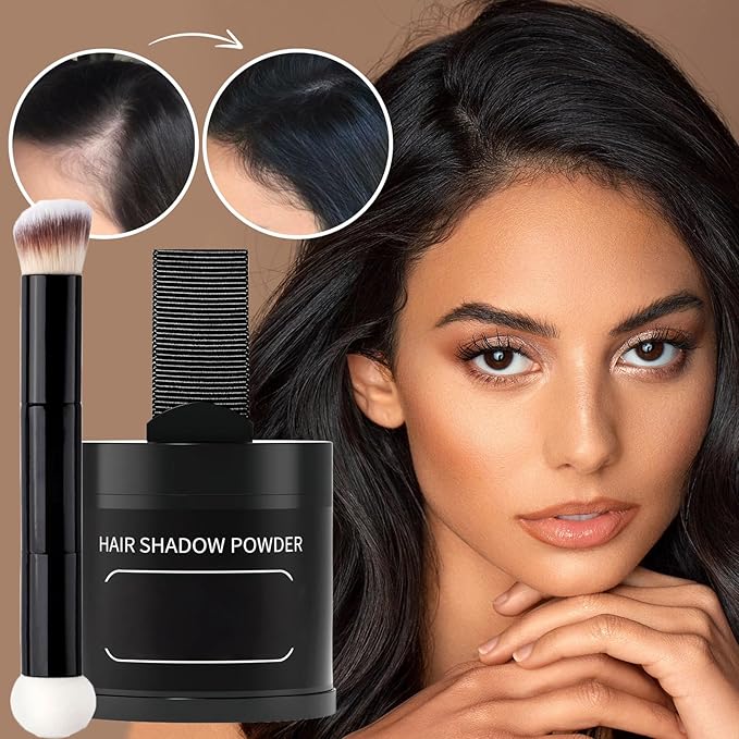 Gowwim Root Touch up Powder, Instantly Gray Hair Cover up Hairline Powder for Women & Men Waterproof and Sweatproof Root Cover Up Long-Lasting for Thinning & Loss Hair (Brown-1, 10G+1)