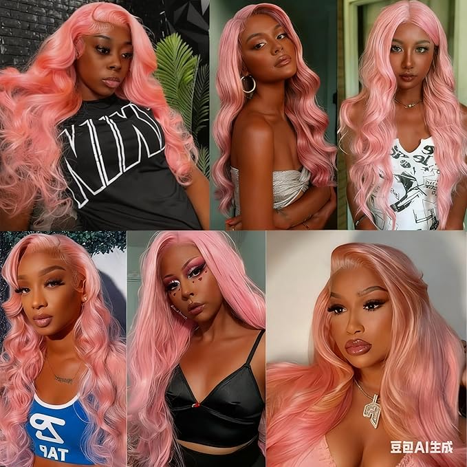 Light Pink Body Wave Bundles Pink Human Hair Bundles 20 20 20 Inch Double Weft Soft and Silky Pink Bundle Hair Weave Niegmeag Peruvian Virgin Remy Hair Extensions
