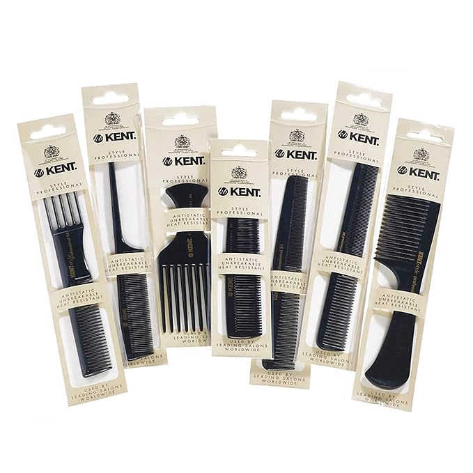 Kent SPC80 Salon-Style Dressing Cutting Comb with Wide and Fine Teeth - Professional Barber Haircut Comb for Styling and Teasing for All Hair Types - Kent Quality Barber Supplies
