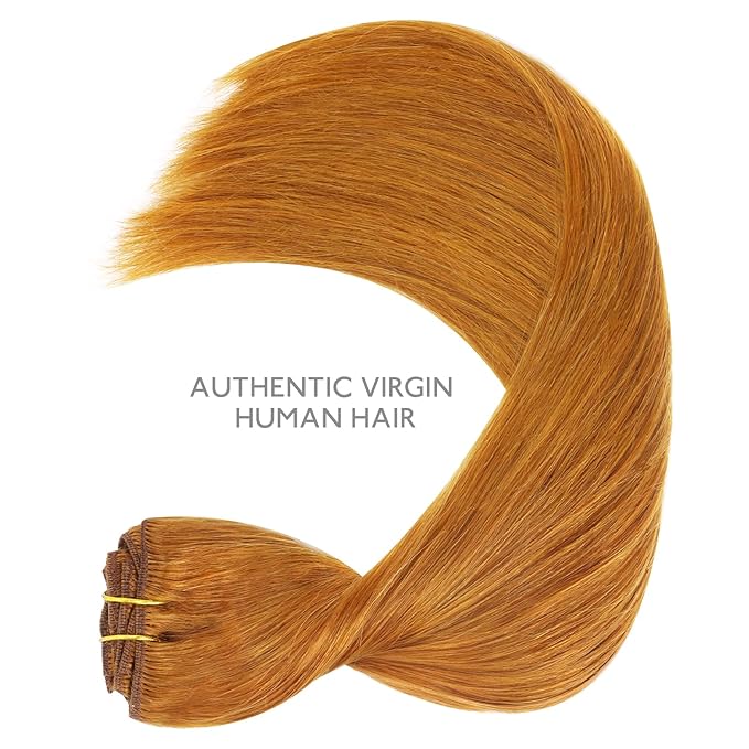 WENNALIFE Clip in Hair Extensions Real Human Hair, 20 Inch 120g 7pcs Clip in Hair Extensions Real Human Hair, Auburn Ginger Human Hair Clip in Extensions Remy Human Hair Extensions Clip Ins Double Wef