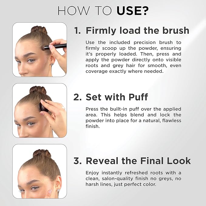 THICK FIBER Root Touch Up and Hairline Concealer - Water & Sweat Resistant Hair Loss Powder Set for Thinning Hair, Includes Brush (Light Brown)