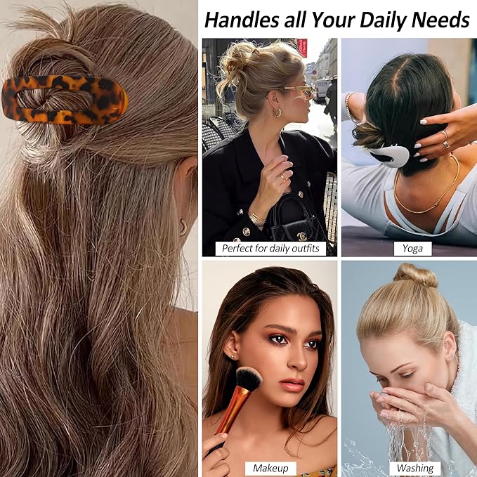 Velscrun Flat Hair Clips for Women Girls, 2 Styles 8 Pcs Lay Flat Claw Clips, Strong Hold French Duck Billed Large Side Hair Jaw Clip for All Hair Types, Fashion Trendy Hair Accessories Coffee Brown